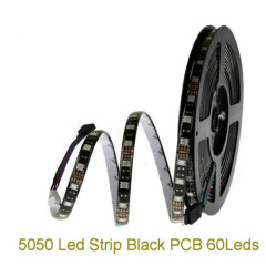 black PCB SMD 5050 RGB Waterproof LED Strip Light Flexible Bright string lamp 