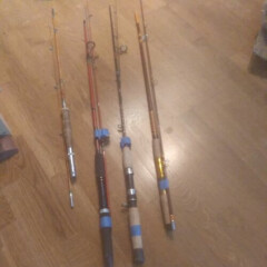 Vintage Lot of 4 Fishing Rods. Fuji heddon ABU GARCIA japan bamboo