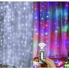 300LED/10ft Curtain Fairy Hanging String Lights Wedding Party Wall Decor Lamp US