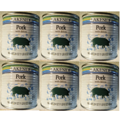 6 LAKESIDE PORK w/ Juices 24oz each can, FULLY COOKED, READY TO HEAT & SERVE,