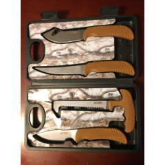 Schrade Old Timer 4 Piece Hunting Knife Set Stainless Steel Blades Rubber Handle