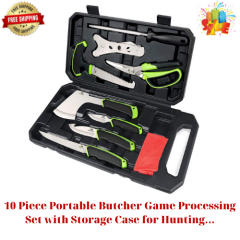 10 Piece Portable Butcher Game Processing Set with Storage Case for Hunting...