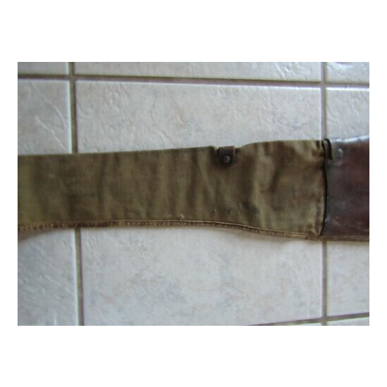Antique Vintage Signed WWI or Older Army Cavalry Rifle Canvas / Leather Sleeve image {9}