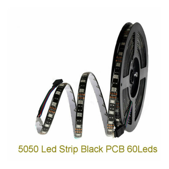 black PCB SMD 5050 RGB Waterproof LED Strip Light Flexible Bright string lamp  image {1}