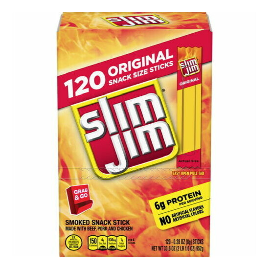 Slim Jim Original Gravity Feed Box 120 ct. Smoked Snack Meat Stick GREAT DEAL!! Thumb {1}
