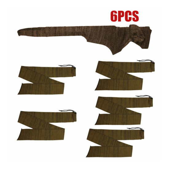 6Pcs Silicone Treated Cover Gun Sock Protection Storge Sleeve Up To 54" Brown image {1}