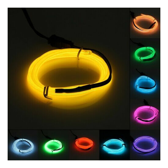 LED Glow Neon EL Wire Light String Strip Rope Tube Car Party Decor + Control image {5}