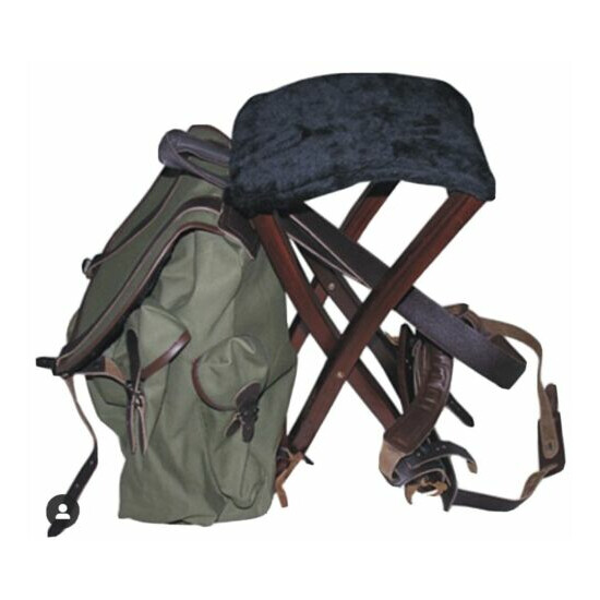 Leather Wooden Hunting Shooting Four Legged Chair With Backpack & Shoulder Strap image {2}