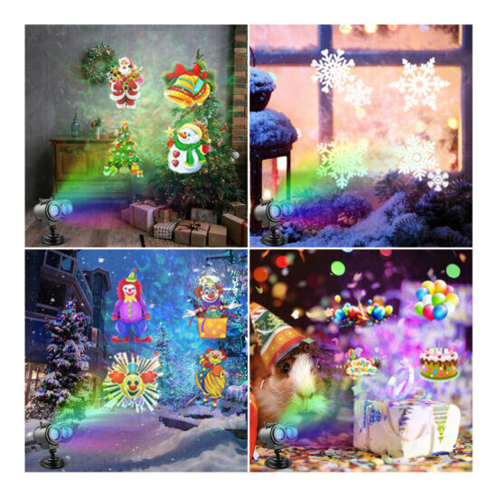 LED Christmas Projector Lights Laser Landscape Xmas Move Fairy Lamps Home Decor Thumb {3}