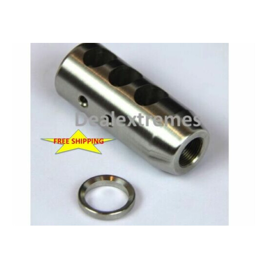 Stainless Steel 5/8x24 Thread 308 .308 Competition Muzzle Brake, MADE IN USA! image {1}