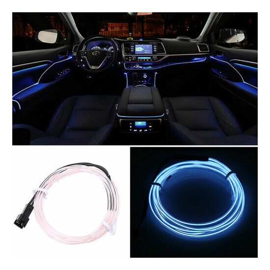 LED Glow Neon EL Wire Light String Strip Rope Tube Car Party Decor + Control image {8}