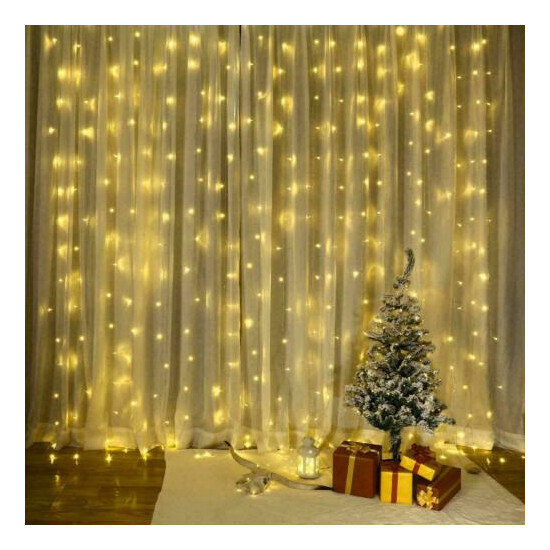 300LED/10ft Curtain Fairy Hanging String Lights Wedding Party Wall Decor Lamp US Thumb {15}