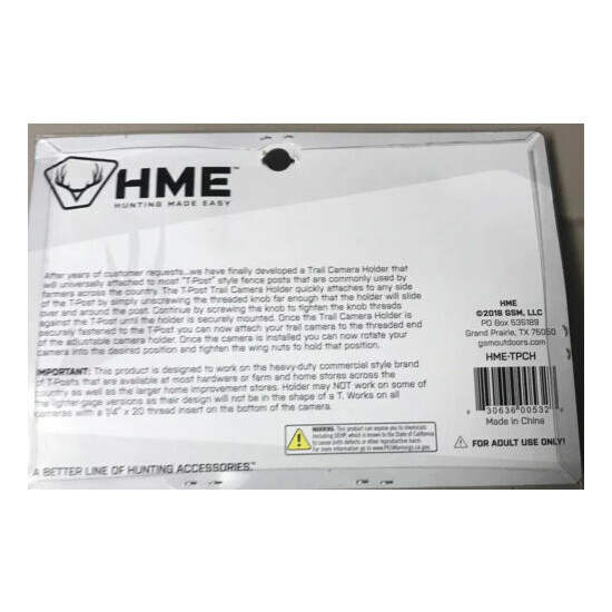 HME/Hunting Made Easy T-post Trail Camera Holder HME-TPCH Loc#EB68 image {3}