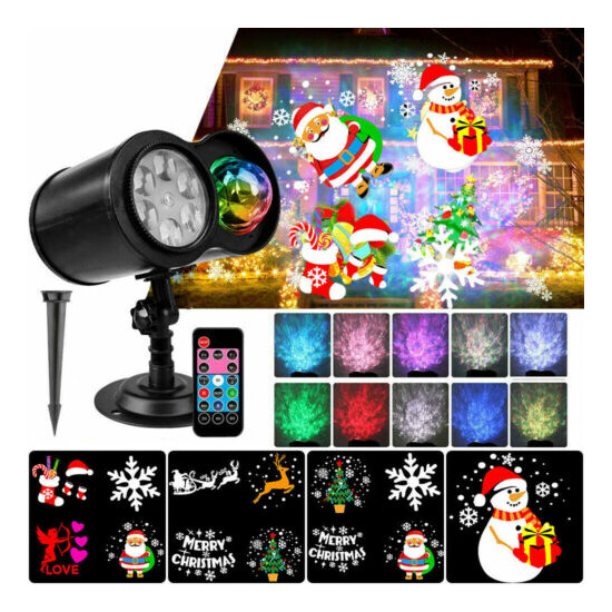 LED Christmas Projector Lights Laser Landscape Xmas Move Fairy Lamps Home Decor image {1}