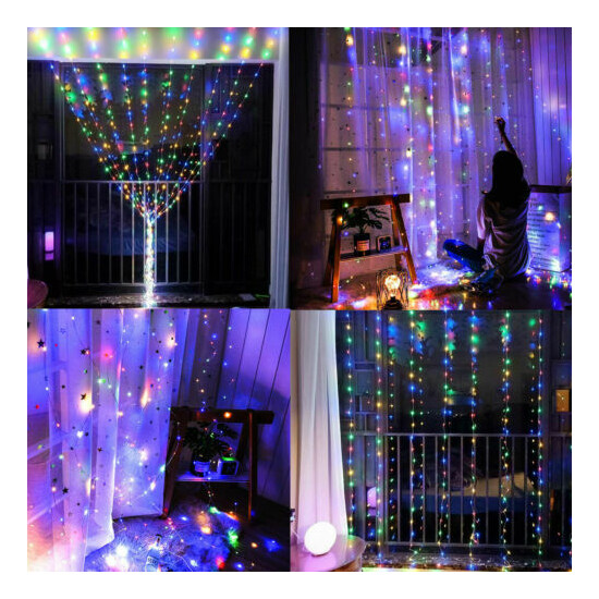 300LED/10ft Curtain Fairy Hanging String Lights Wedding Party Wall Decor Lamp US Thumb {10}