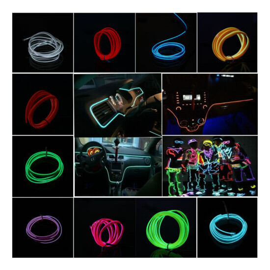 Neon LED Light Glow EL Wire String Strip Rope Tube Decor Car Party + Controller image {2}