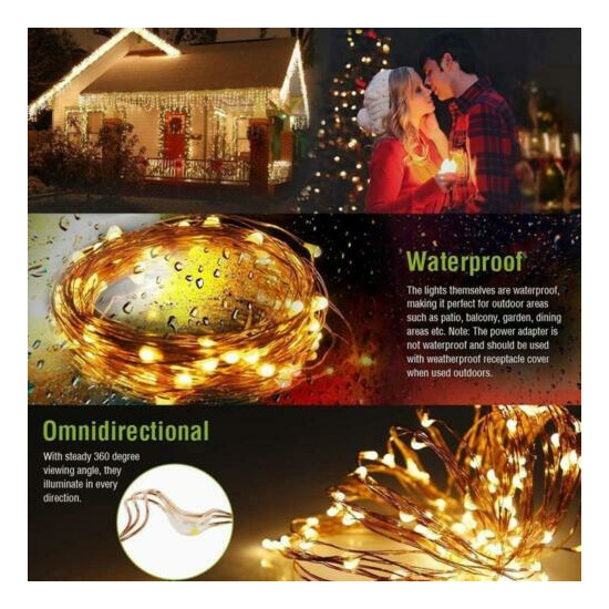 100/200 LED Solar Fairy String Light Copper Wire Outdoor Waterproof Xmas Deco Thumb {9}