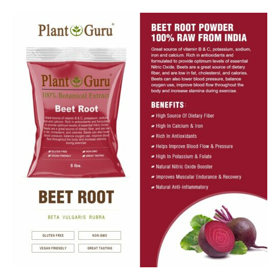 Red Beet Root Powder 5 lbs. Bulk Beta Vulgaris Nitric Oxide Extract Super Food image {2}