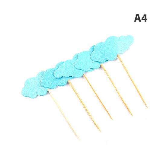 5Pcs Cute Clouds Birthday Cupcake Insert Card Cake Baking Topper Decoration image {12}