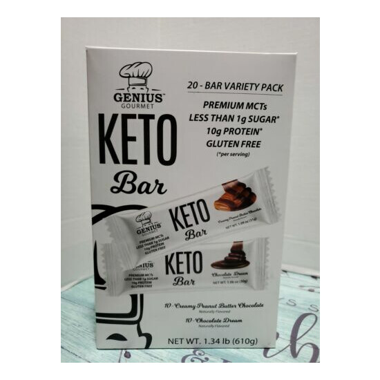 2x Genius Gourmet Keto Bars 20 Bars Variety Pack Gluten Free 10g Protein 1g Sgr Thumb {1}