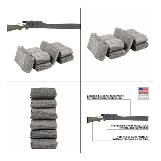 Knit Gun Sock for Rifle/Shotgun with or without Scope Storage Pack of 6 - Gray image {2}