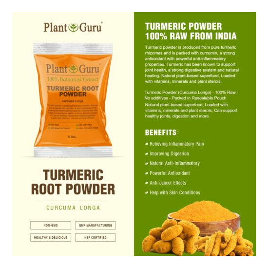 Turmeric Root Powder 5 lbs. Curcumin Curcuma Longa Raw Pure Tumeric Spice BULK Thumb {2}
