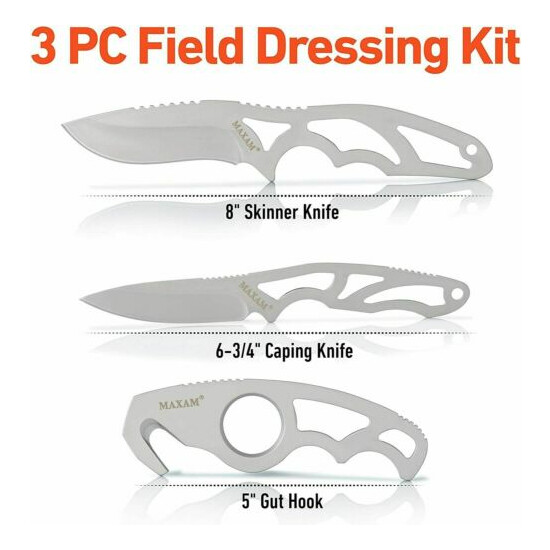 3pc KNIFE SET Field Dressing Stainless Steel Hunting Skinning Fishing Gut Hook  image {2}