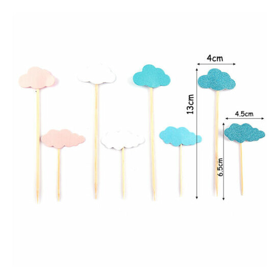 5Pcs Cute Clouds Birthday Cupcake Insert Card Cake Baking Topper Decoration image {6}