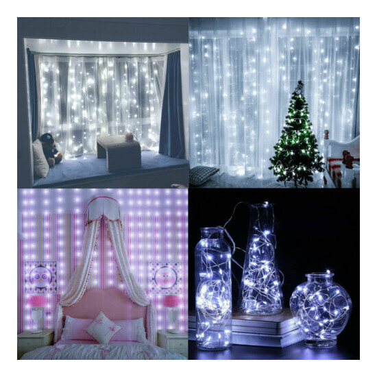 300LED/10ft Curtain Fairy Hanging String Lights Wedding Party Wall Decor Lamp US Thumb {8}