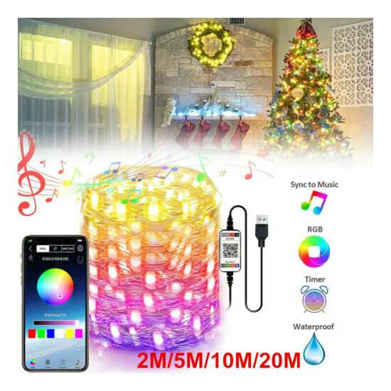 Christmas Tree Decoration Lights LED String Lamp Bluetooth App Remote Control US Thumb {12}