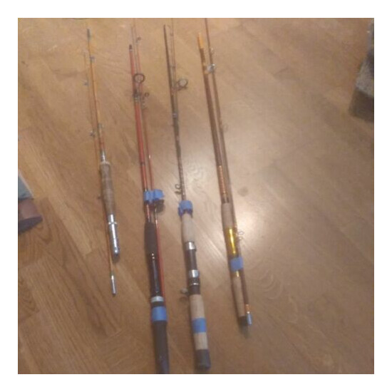 Vintage Lot of 4 Fishing Rods. Fuji heddon ABU GARCIA japan bamboo image {1}