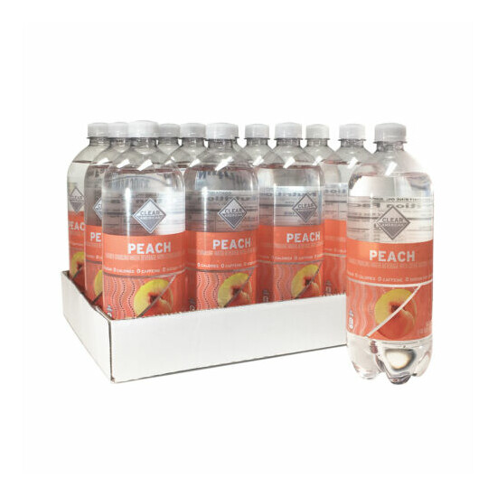 12-Pack, Clear American Peach Sparkling Water, 33.8 fl oz image {1}