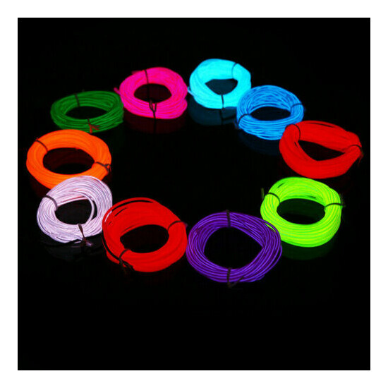 Neon LED Light Glow EL Wire String Strip Rope Tube Decor Car Party + Controller image {1}