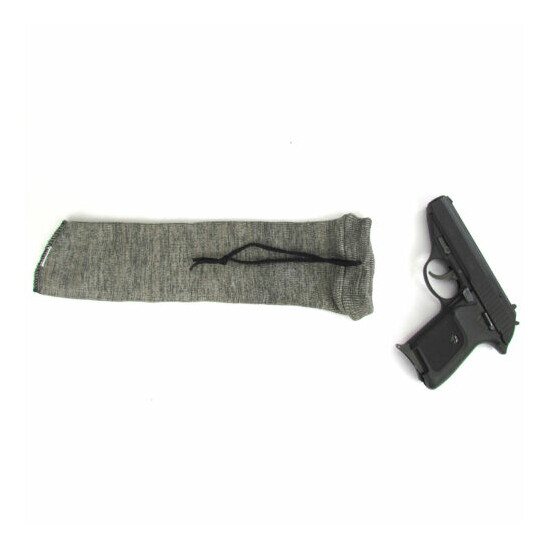 Tourbon Gray Pistol Sock Handgun Sleeve Silicone Treated Straight Tube Style image {1}