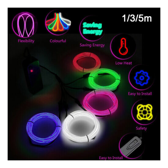 1/3/5M Glow Wire Cable LED Neon DIY Costume Clothe Luminous Car Light Part Didb image {11}