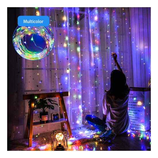 300LED/10ft Curtain Fairy Hanging String Lights Wedding Party Wall Decor Lamp US Thumb {13}