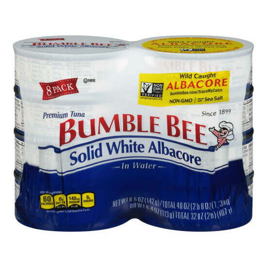 Bumble Bee Solid White Albacore Tuna in Water 8 pk/5 oz can total 2lb 8oz ex7/23 Thumb {1}
