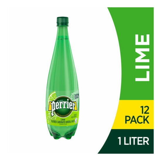 Perrier Lime Flavored Carbonated Mineral Water, 33.8 fl oz. Plastic Bottle (12 C image {1}
