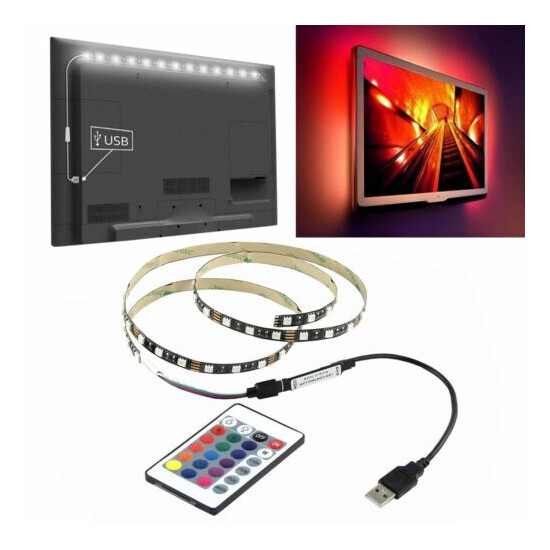 5V 5050 60SMD/M RGB LED Strip Light Bar TV Back Lighting Kit+USB Remote Control  image {1}