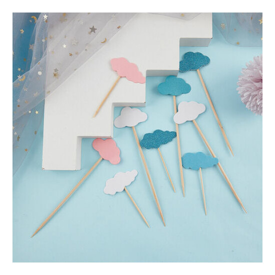 5Pcs Cute Clouds Birthday Cupcake Insert Card Cake Baking Topper Decoration image {4}