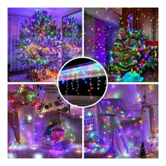 96-480 LED Hanging Icicle Curtain Lights Outdoor Fairy Xmas String Wedding Lamp image {12}