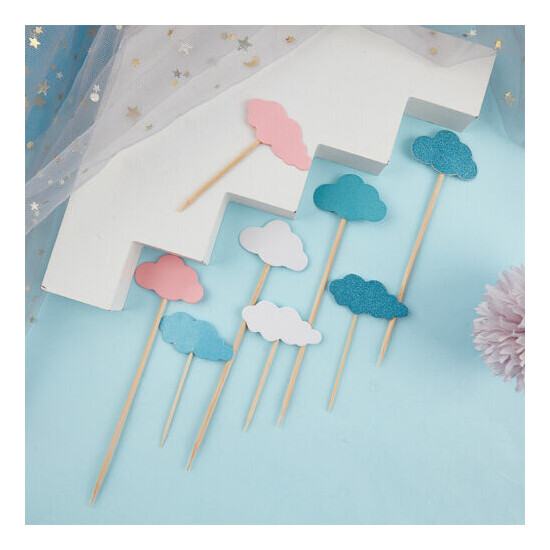 5Pcs Cute Clouds Birthday Cupcake Insert Card Cake Baking Topper Decoration Thumb {5}