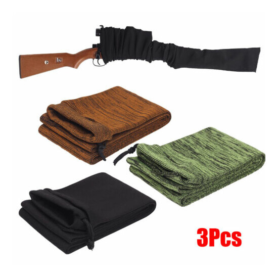 3pcs Rifle Shotgun 54" Silicone Treated Gun Socks Gun Protection Sleeves Cover image {1}