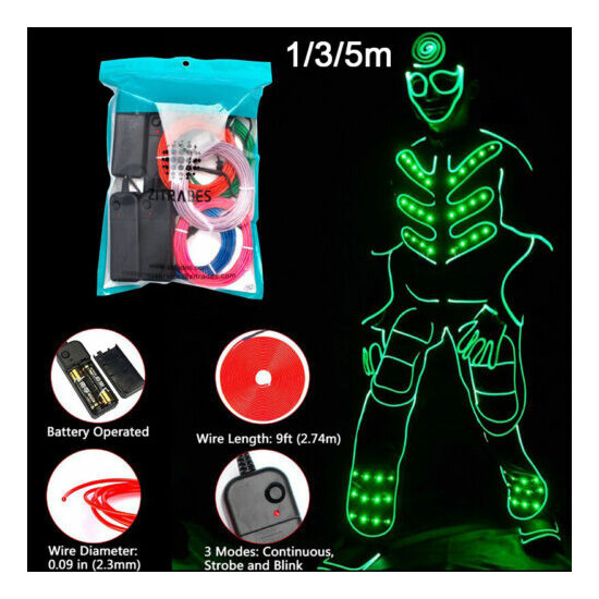 1/3/5M Glow Wire Cable LED Neon DIY Costume Clothe Luminous Car Light Part Didb Thumb {9}