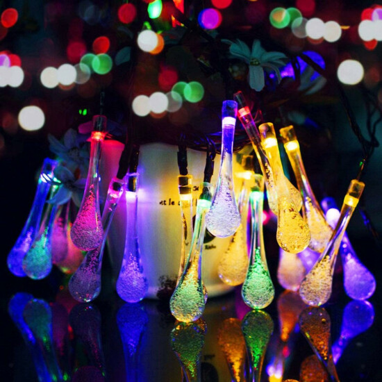 Raindrop Solar String Light Home Lawn Wedding Fairy Lights Patio 8-Mode Lamp image {79}