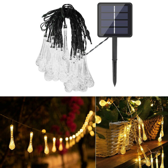 Raindrop Solar String Light Home Lawn Wedding Fairy Lights Patio 8-Mode Lamp Thumb {36}