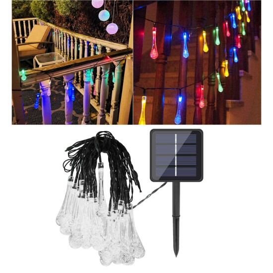 Raindrop Solar String Light Home Lawn Wedding Fairy Lights Patio 8-Mode Lamp Thumb {53}
