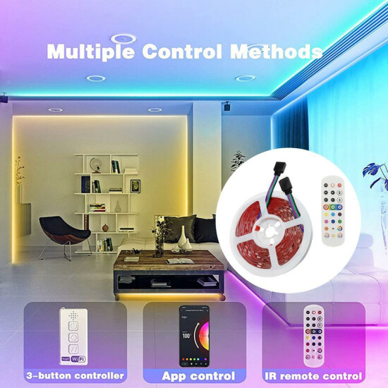 24 Key LED Strip Lights Music Sync APP Controller for Home Party Bar US Plug image {22}