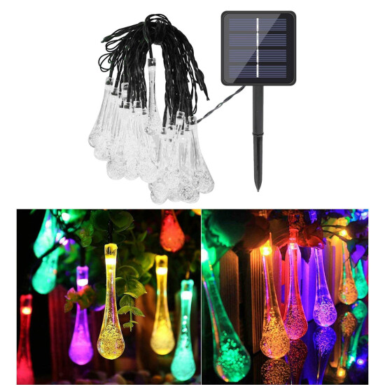 Raindrop Solar String Light Home Lawn Wedding Fairy Lights Patio 8-Mode Lamp image {96}