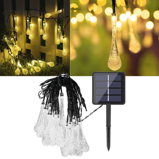 Raindrop Solar String Light Home Lawn Wedding Fairy Lights Patio 8-Mode Lamp Thumb {22}